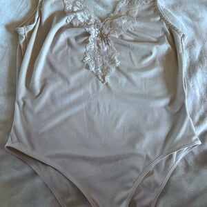 Lace Trim Ribbed Bodysuit